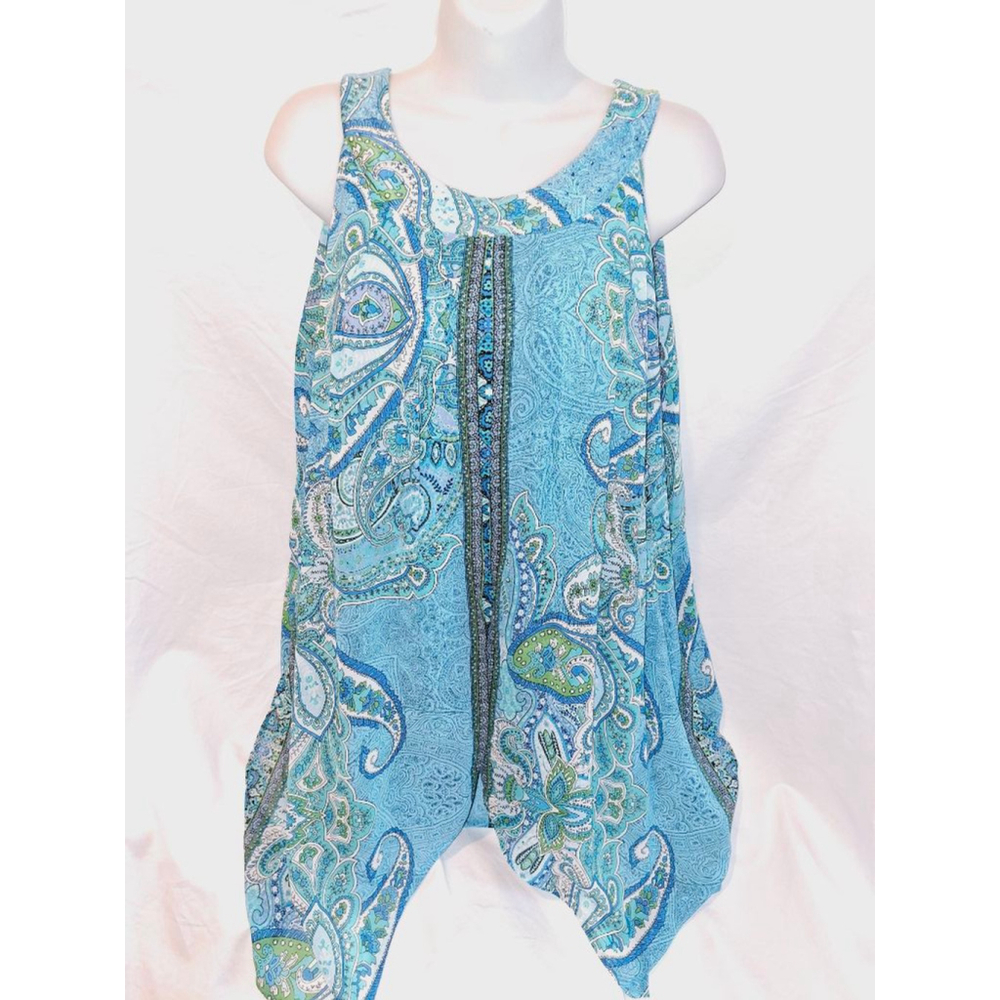 roz & ALI Tank Size M Blue Paisley rhinestone aristocrat fancy fashion top